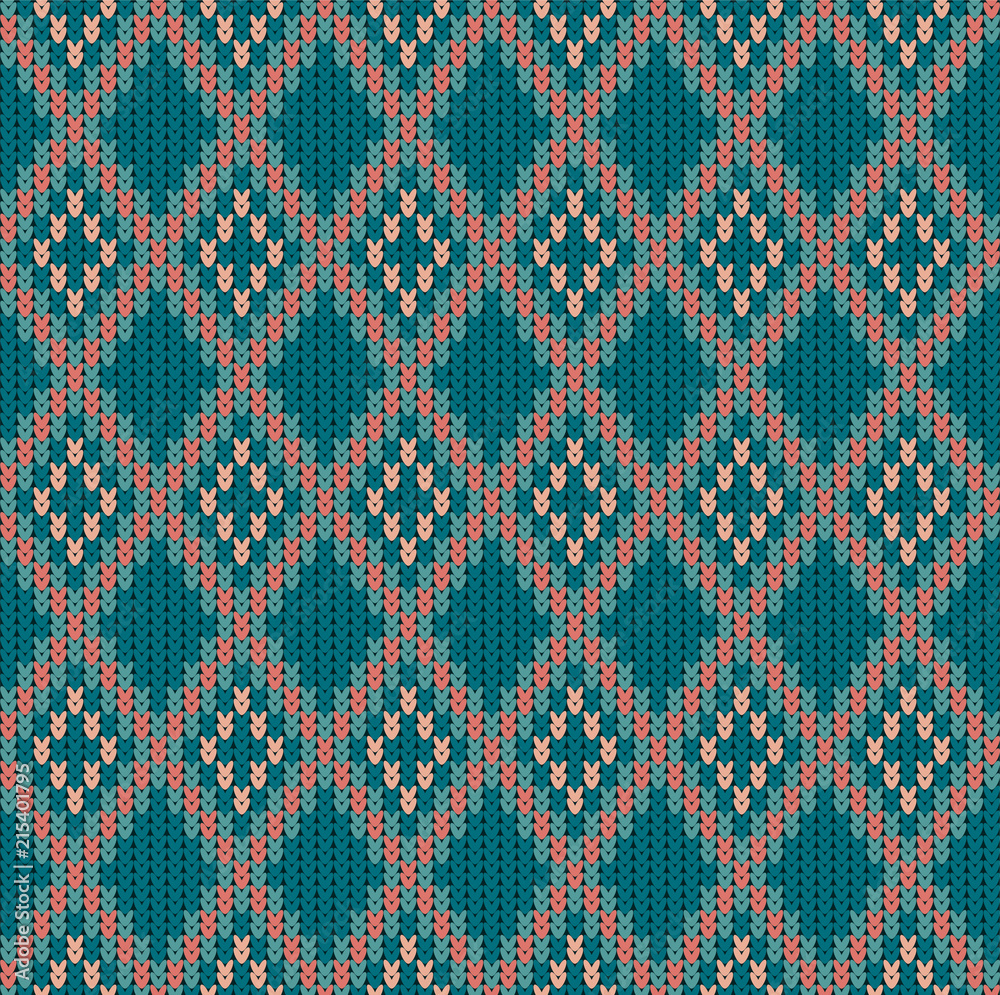 Knitted woolen seamless jacquard ornament. Vintage Blue jacquard pattern