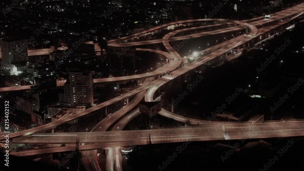 Timelapse of freeway aerial in Bangkok Thailand