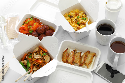 take out chinese food and smartphone