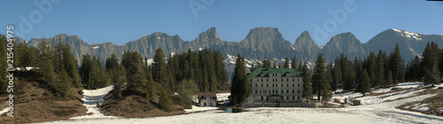 Churfirrsten and Seebenalpsee during Spring Thaw, Flumserberg, Swiss Alps
