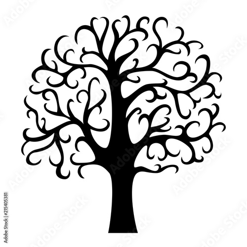 Family tree silhouette. Life tree. Vector illustration isolated