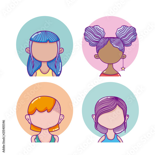 Set of youth culture cartoons