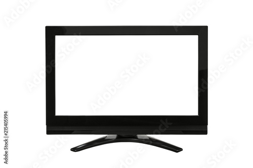 Modern television isolated on white with cut out screen.