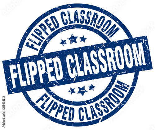 flipped classroom blue round grunge stamp