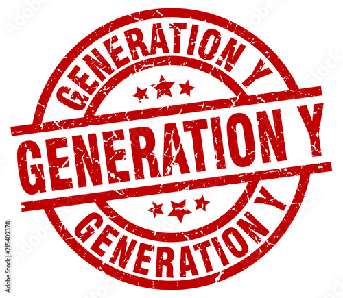 generation y round red grunge stamp