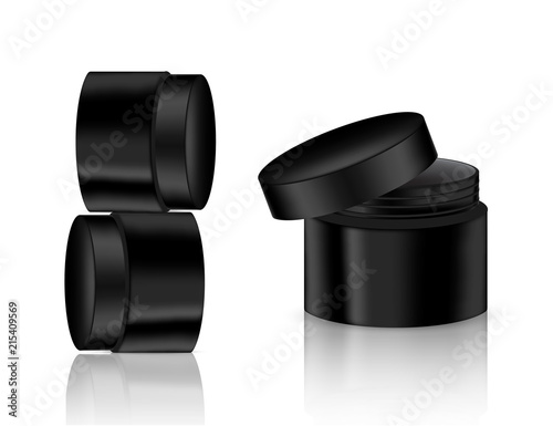 Mock up Realistic Black Packaging Product For Cosmetic Beauty Jar  isolated Background.