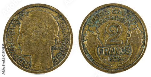 Wallpaper Mural Old French coin. 2 Francs. 1932. Torontodigital.ca