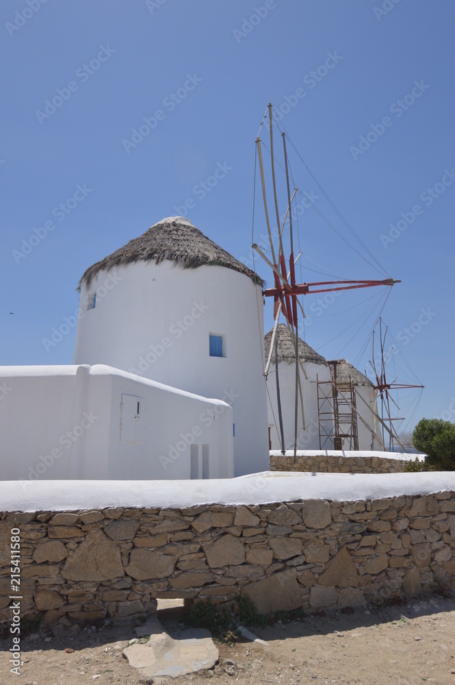 Windmills In Chora Island Of Mykonos .Arte History Architecture.3 Of ...