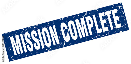 square grunge blue mission complete stamp