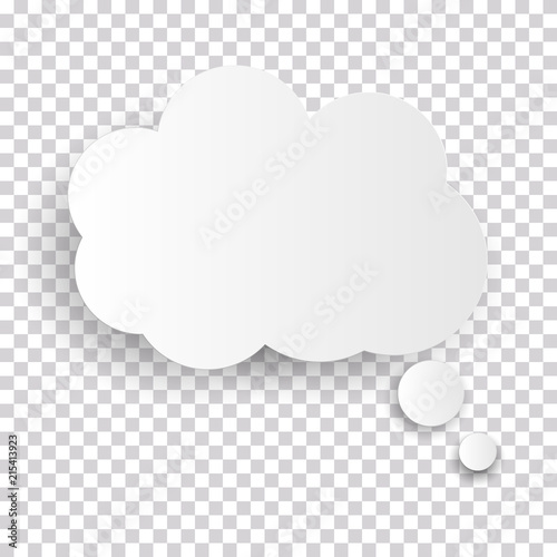 Fototapeta Cloud Icon, white thought bubble on transparent checked background for Infographic design