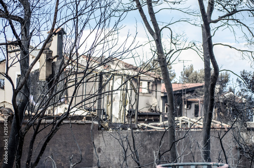 Athens Rafina Fire burned house