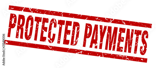 square grunge red protected payments stamp