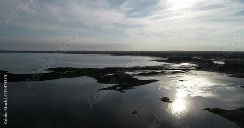 Aerial view of the Kennebunk coast at sunset.