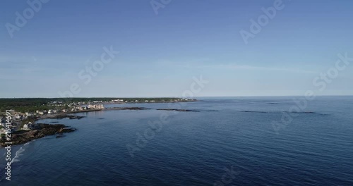 Aerial view from the sea in Maine.