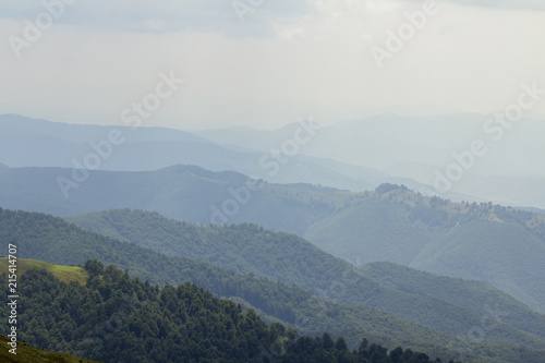 A blue haze on the horizon in the mountains, Ukrainian carpathians