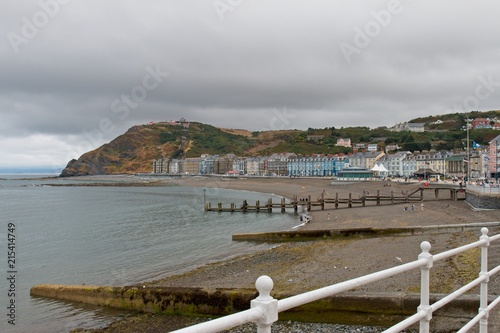 Bild auf Leinwand North Beach Marine Terrace Aberystwyth Wales on a cloudy day