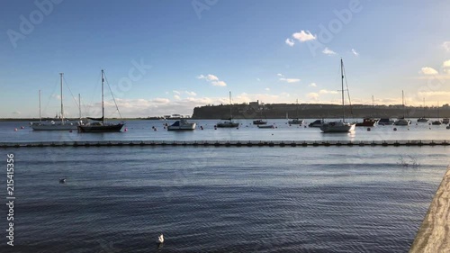 Boats on Cardiff Bay with Penart Head in the Background photo