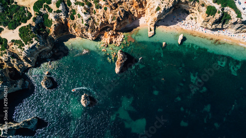 Aerial view of the Sao Rafael, Algarve, Portugal. Concept for above beach of Portugal. Summer vacations in Portugal