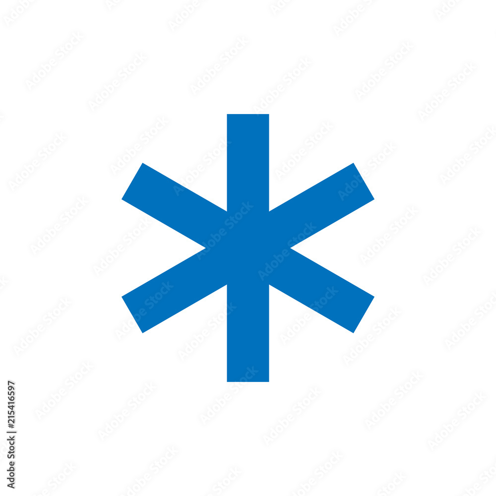 Obraz premium Snowflake sign. Blue Snowflake icon isolated on white background. Snow flake silhouette. Symbol of snow, holiday, cold weather, frost. Winter design element. Vector illustration