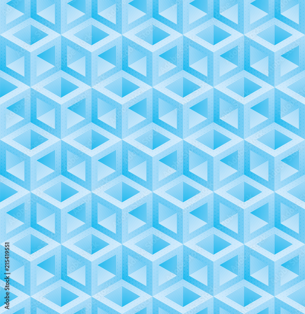 Light blue cubes isometric seamless pattern. Light blue cubes isometric seamless pattern.
