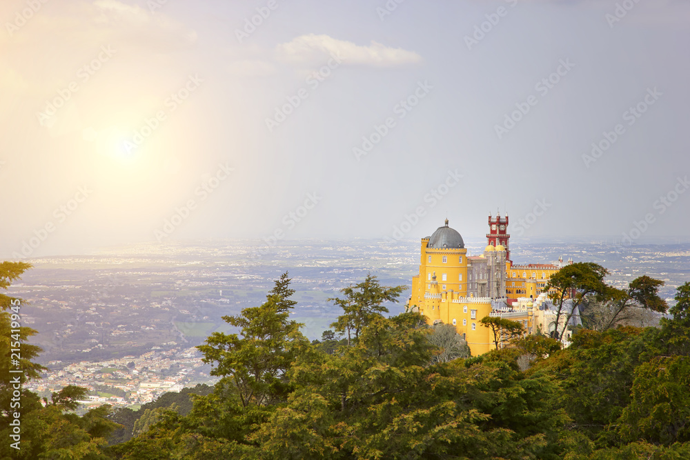 National Palace of Pena at sunset view. Portugal