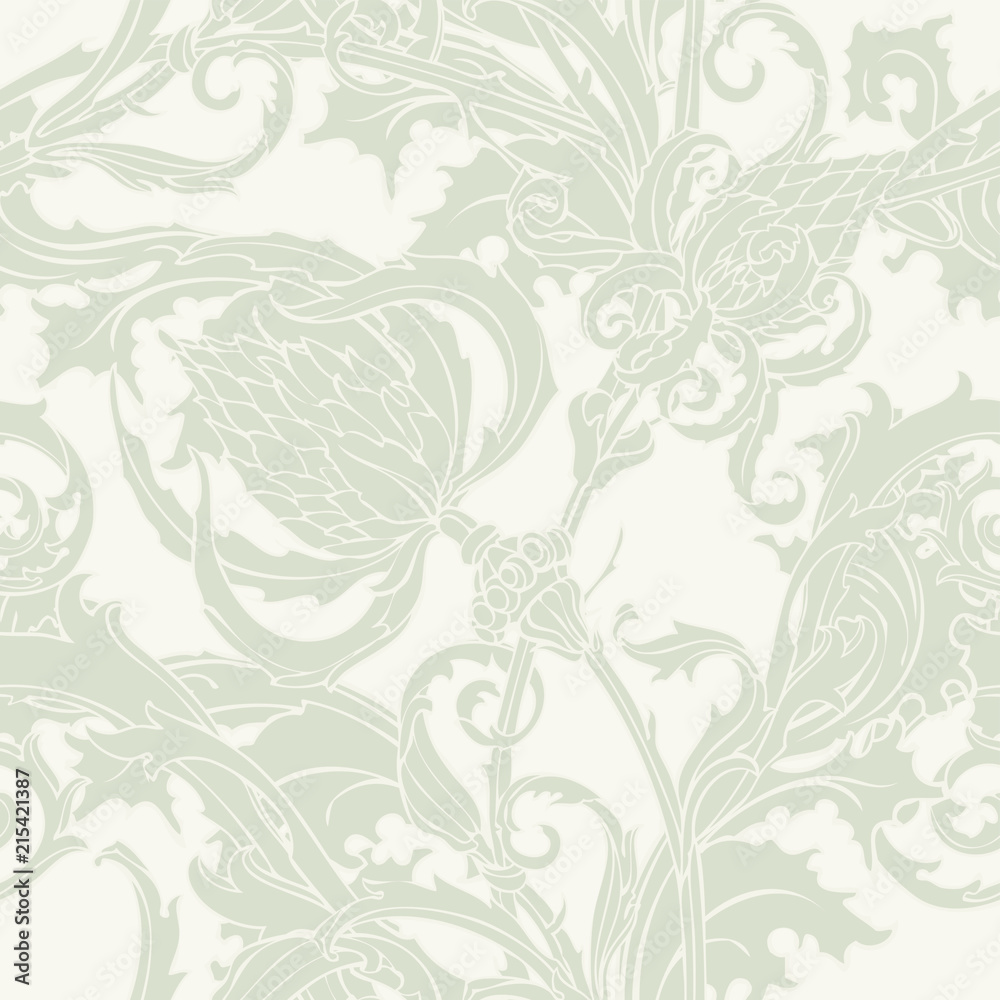 Floral seamless pattern. Abstract ornamental flowers. Flourish leaves background Floral seamless pattern. Abstract ornamental flowers. Flourish leaves background