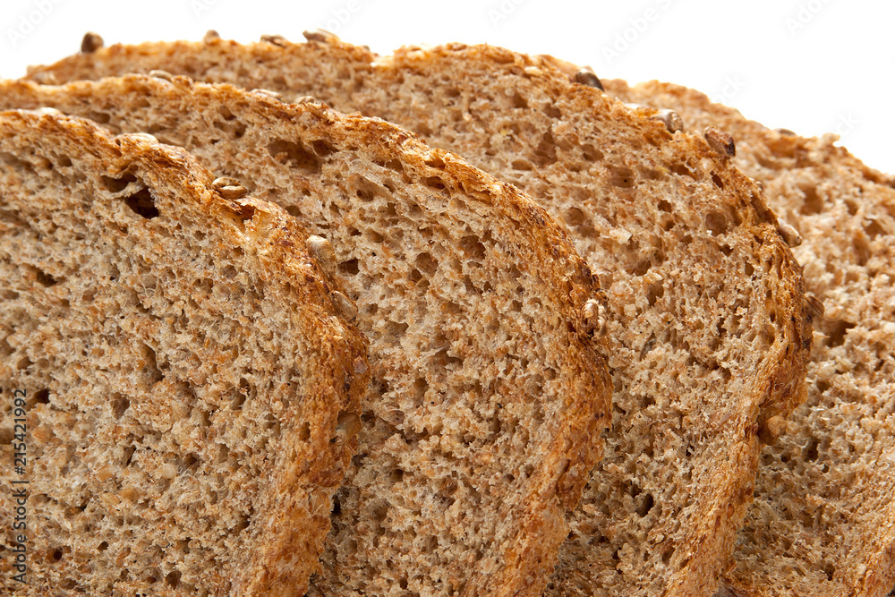grain bread slices isolated close-up