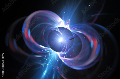 Blue glowing spinning neutron star