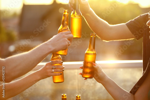 Beer Festival. People Drinking Beer Outdoors