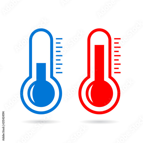 Cold and hot thermometer vector icon