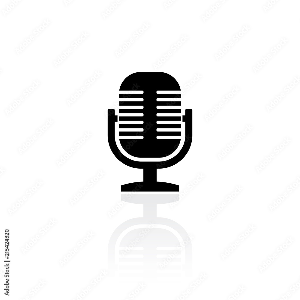 Retro microphone vector silhouette icon Retro microphone vector silhouette icon