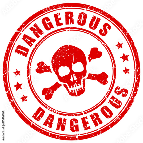 Dangerous substances red vector stamp
