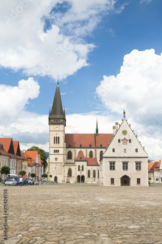 Slovakia, Bardejov, Market Square, St Egidius Basilica, Summer