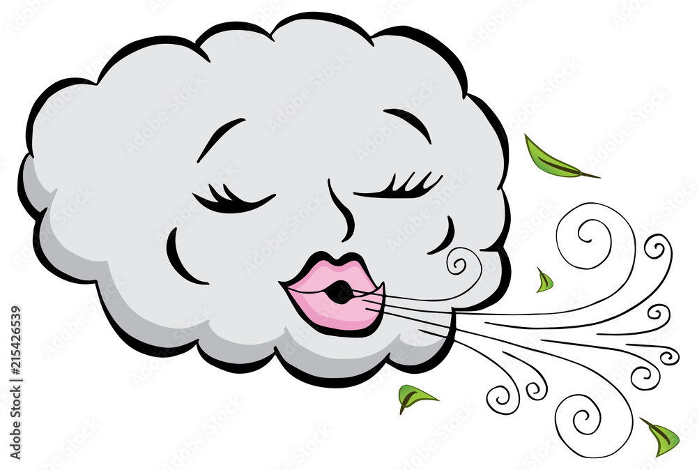 Girl Cloud Blowing Wind Cartoon Stock Vector | Adobe Stock