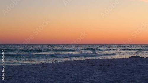 Sandy beach at sunset. photo