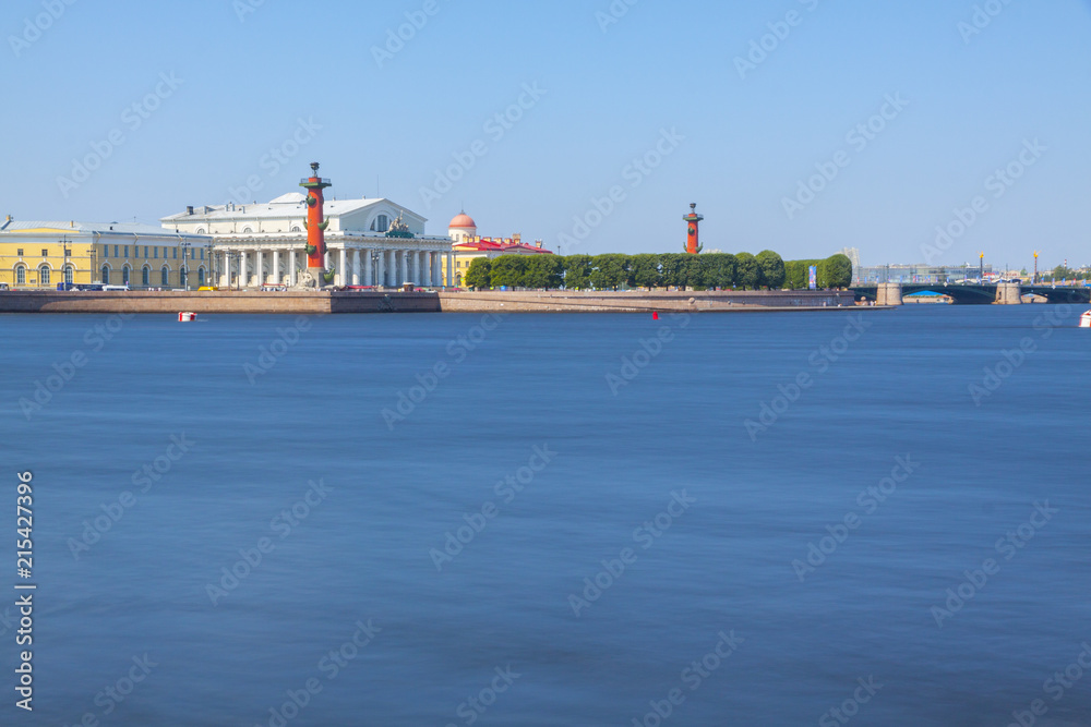 Saint-Petersburg Vasilievsky island, Strelka, Rostral column, Neva river
