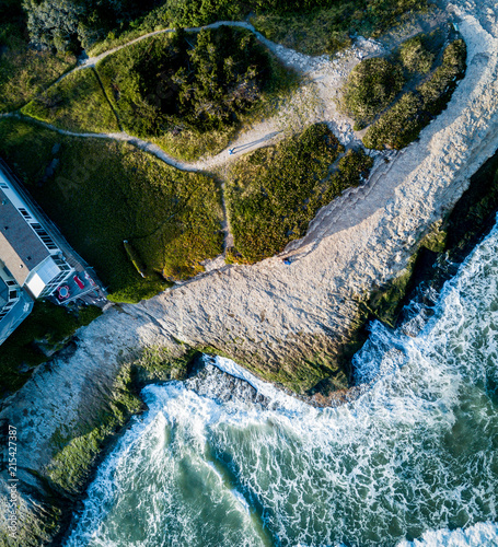 Top down view of Pacific Ocean coastline in Santa Cruz Californi photo