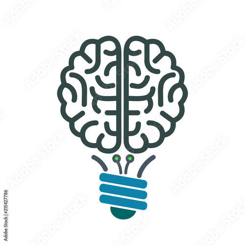 Bulb with human brain, brainstorming concept – stock vector