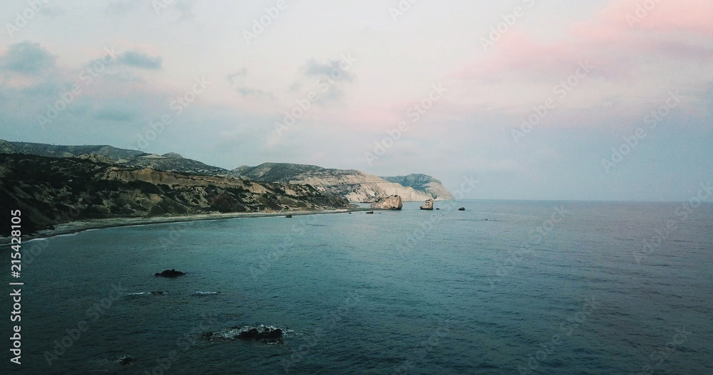 Seascape, sunset. Cyprus, Aphrodite's Cove