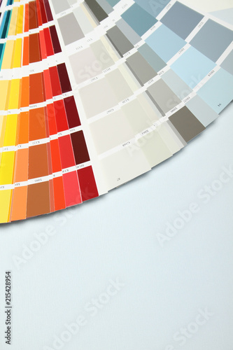 Veer of a palette of paints for an interior.