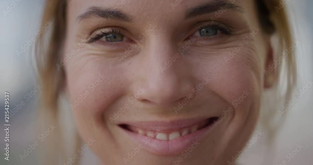 close up portrait beautiful young woman smiling happy feminine beauty healthy perfect skin slow motion close up portrait beautiful young woman smiling happy feminine beauty healthy perfect skin slow motion