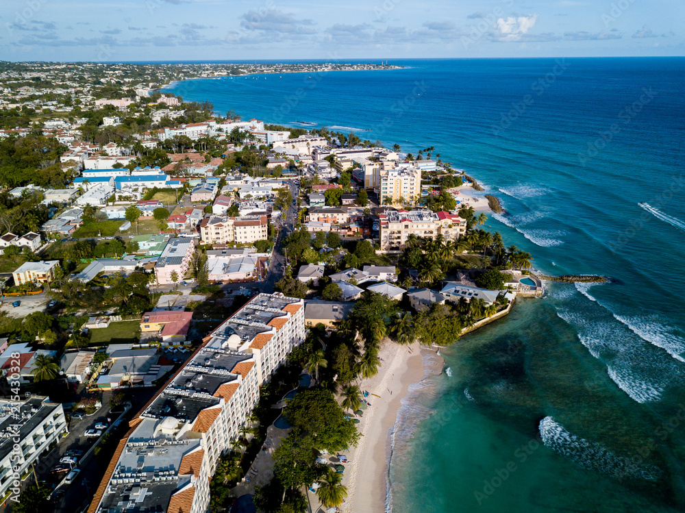 Aerial view of the Barbados coastline