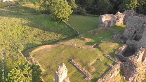 Aerial view of Hailes Castler, East Lothian, Scotland, UK photo