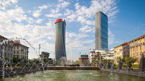 Time Lapse Clouds Over The Skyscrapers Towers Of Milan Citylife