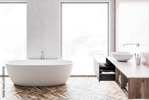 Loft white bathroom interior