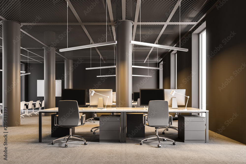 Industrial style brown office interior Industrial style brown office interior