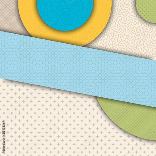 Frames for photo collage in Memphis style. Geometric vector background for images