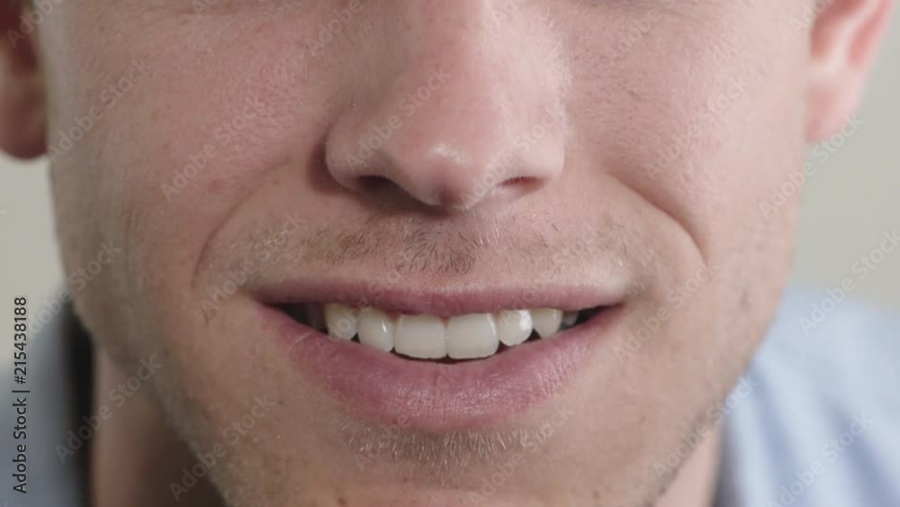 young man mouth smiling teeth happy expression dental health concept close up young man mouth smiling teeth happy expression dental health concept close up