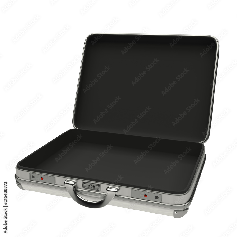 Open aluminium grey case Hight resolution isolated white Open aluminium grey case Hight resolution isolated white