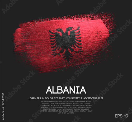 Albania Flag Made of Glitter Sparkle Brush Paint Vector